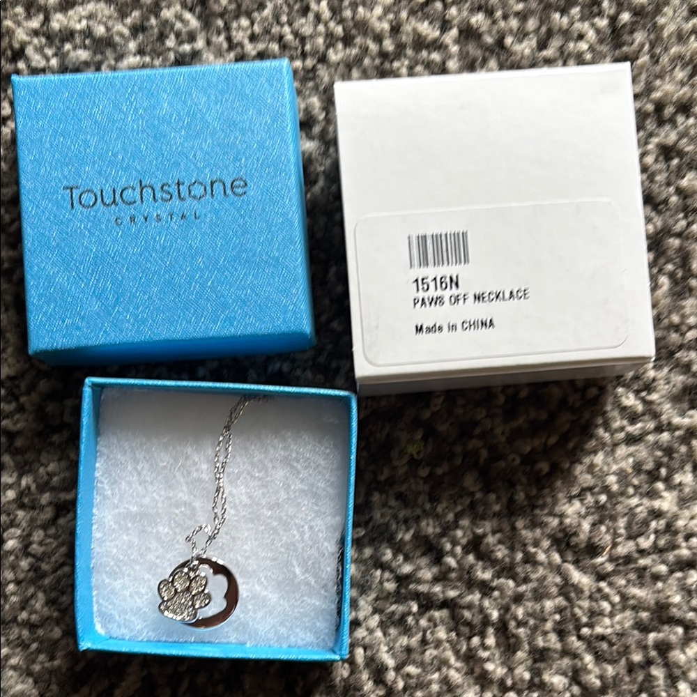 Touchstone Crystal Silver Paws Off Necklace